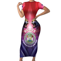 Belize 44th Independence Anniversary Family Matching Short Sleeve Bodycon Dress and Hawaiian Shirt Stronger Together Rising Forever - Wonder Print Shop