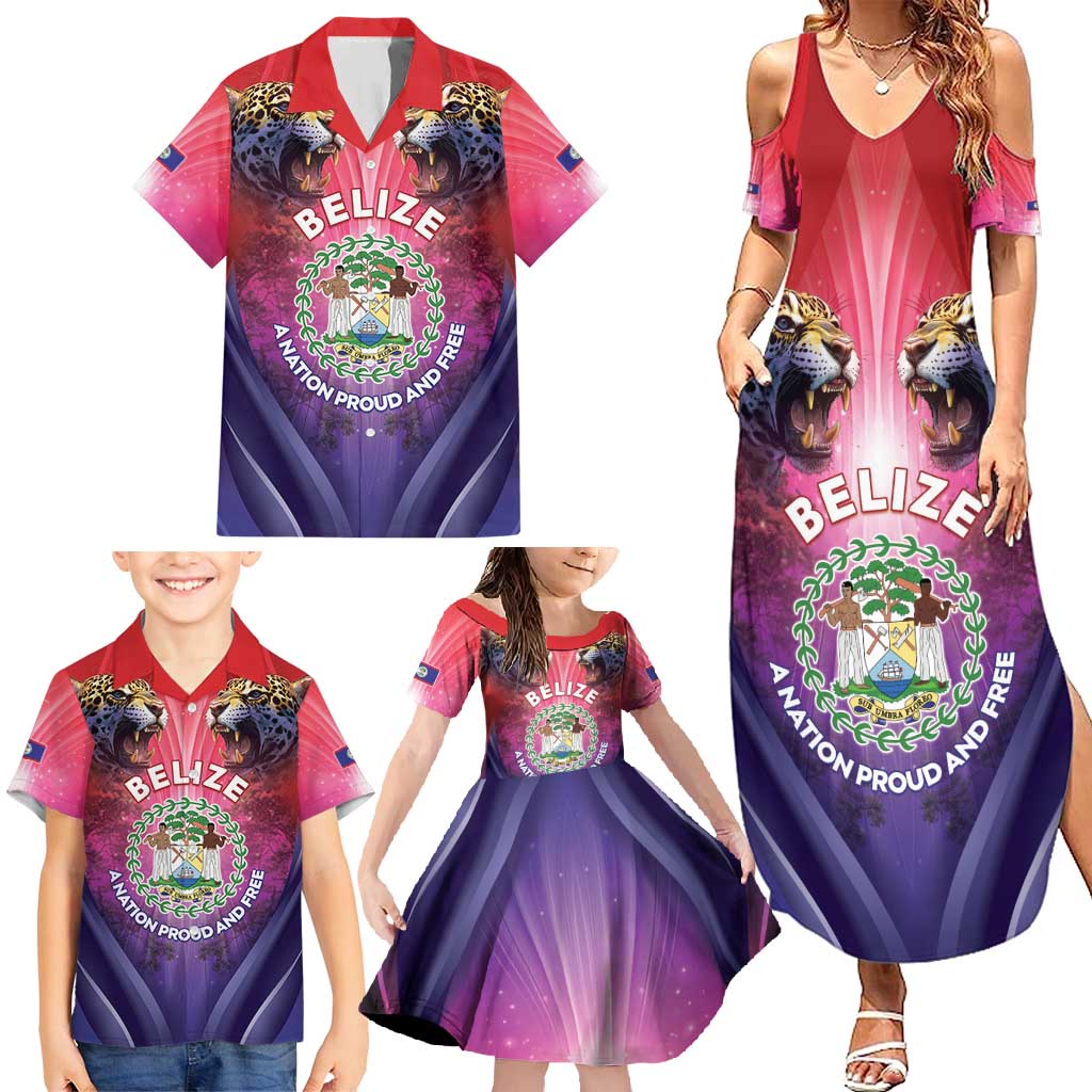 Belize 44th Independence Anniversary Family Matching Summer Maxi Dress and Hawaiian Shirt Stronger Together Rising Forever - Wonder Print Shop
