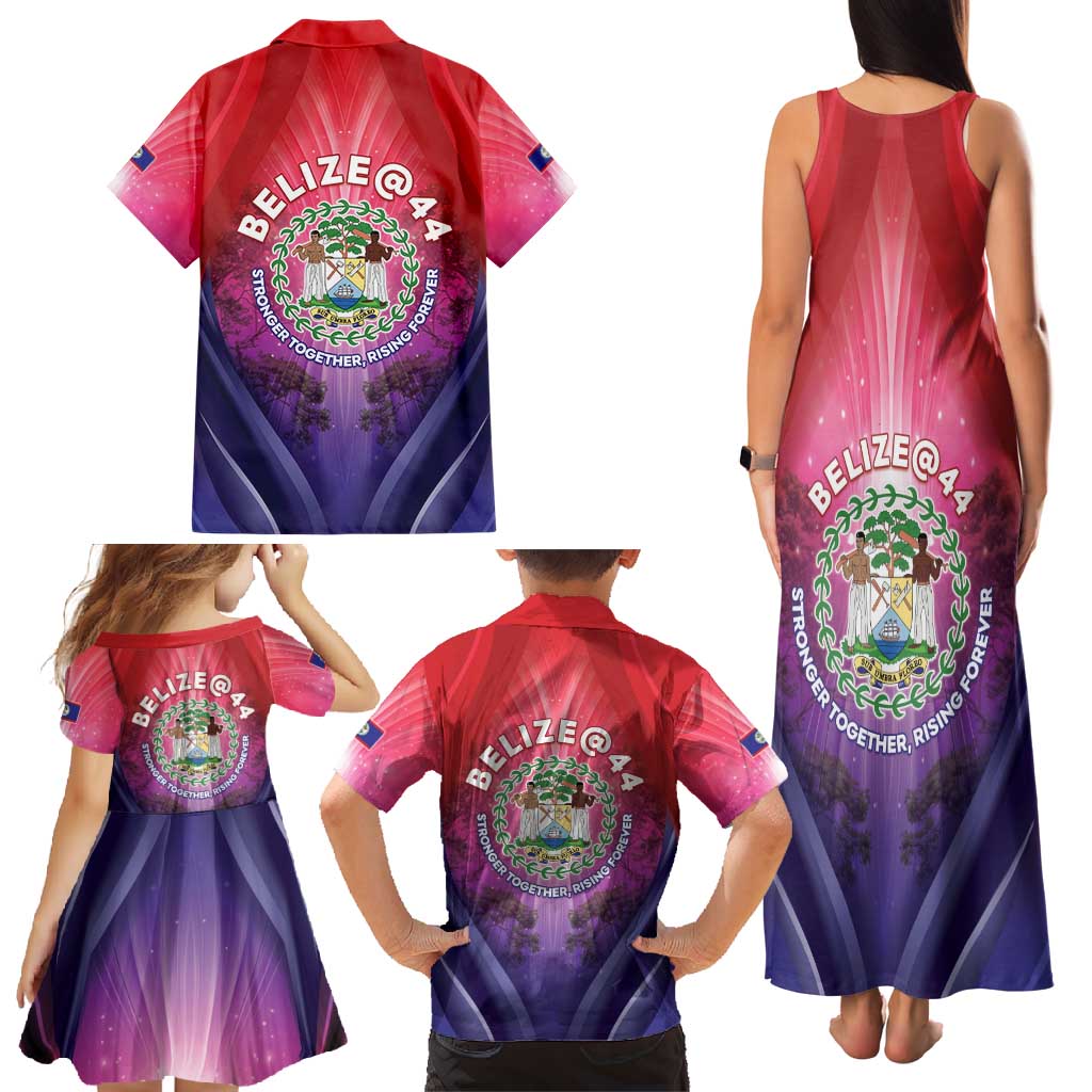 Belize 44th Independence Anniversary Family Matching Tank Maxi Dress and Hawaiian Shirt Stronger Together Rising Forever - Wonder Print Shop