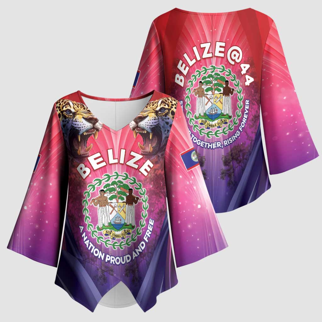 Belize 44th Independence Anniversary Kimono Sleeve Blouse Stronger Together Rising Forever - Wonder Print Shop