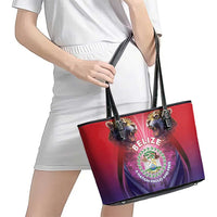 Belize 44th Independence Anniversary Leather Tote Bag Stronger Together Rising Forever - Wonder Print Shop
