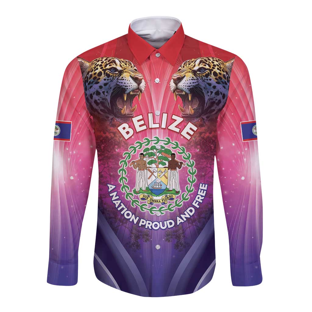 Belize 44th Independence Anniversary Long Sleeve Button Shirt Stronger Together Rising Forever - Wonder Print Shop