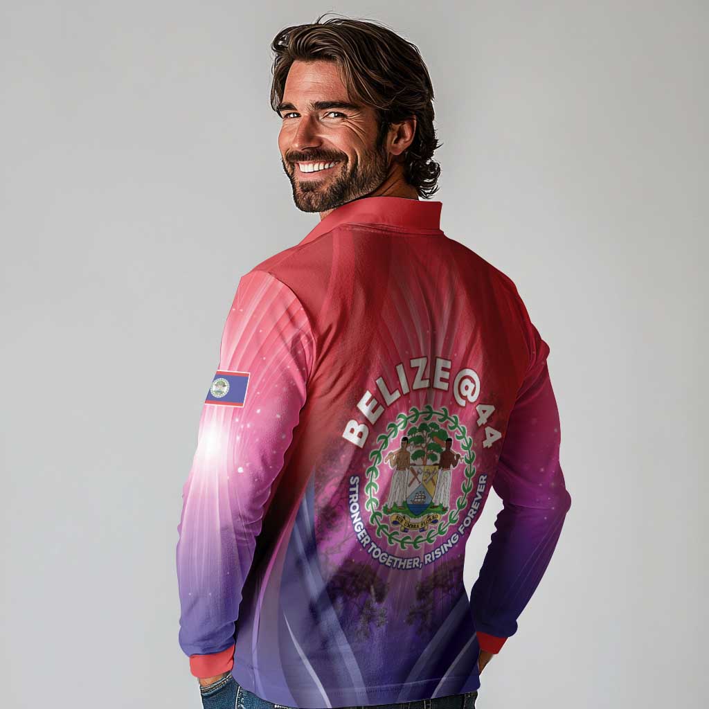 Belize 44th Independence Anniversary Long Sleeve Polo Shirt Stronger Together Rising Forever - Wonder Print Shop