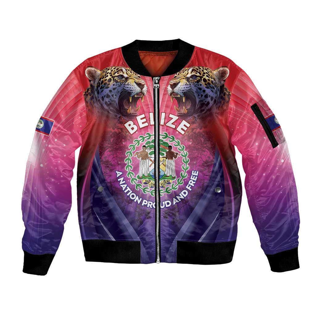 Belize 44th Independence Anniversary Sleeve Zip Bomber Jacket Stronger Together Rising Forever - Wonder Print Shop