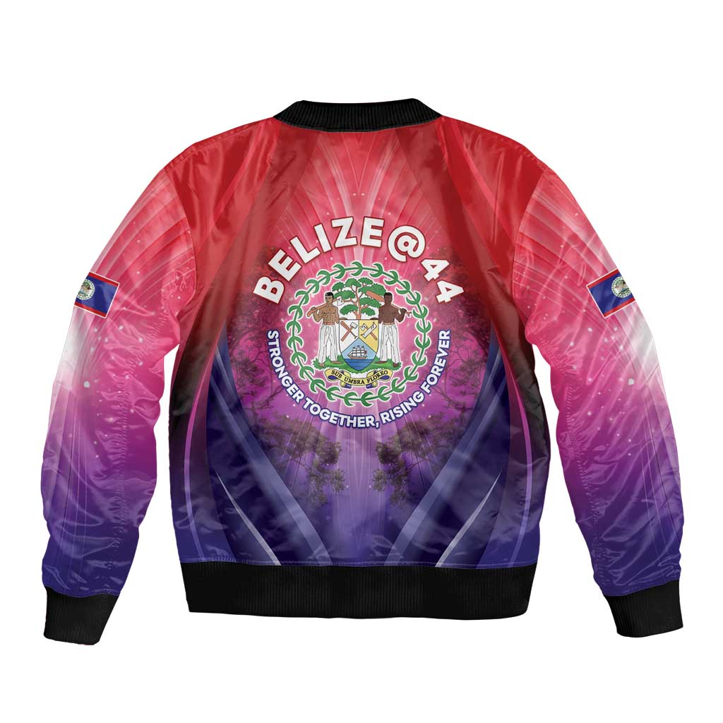 Belize 44th Independence Anniversary Sleeve Zip Bomber Jacket Stronger Together Rising Forever - Wonder Print Shop