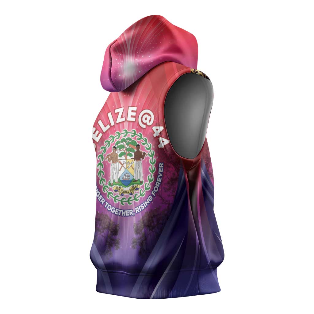 Belize 44th Independence Anniversary Sleeveless Hoodie Stronger Together Rising Forever - Wonder Print Shop