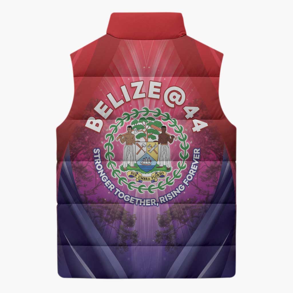 Belize 44th Independence Anniversary Sleeveless Puffer Jacket Stronger Together Rising Forever - Wonder Print Shop