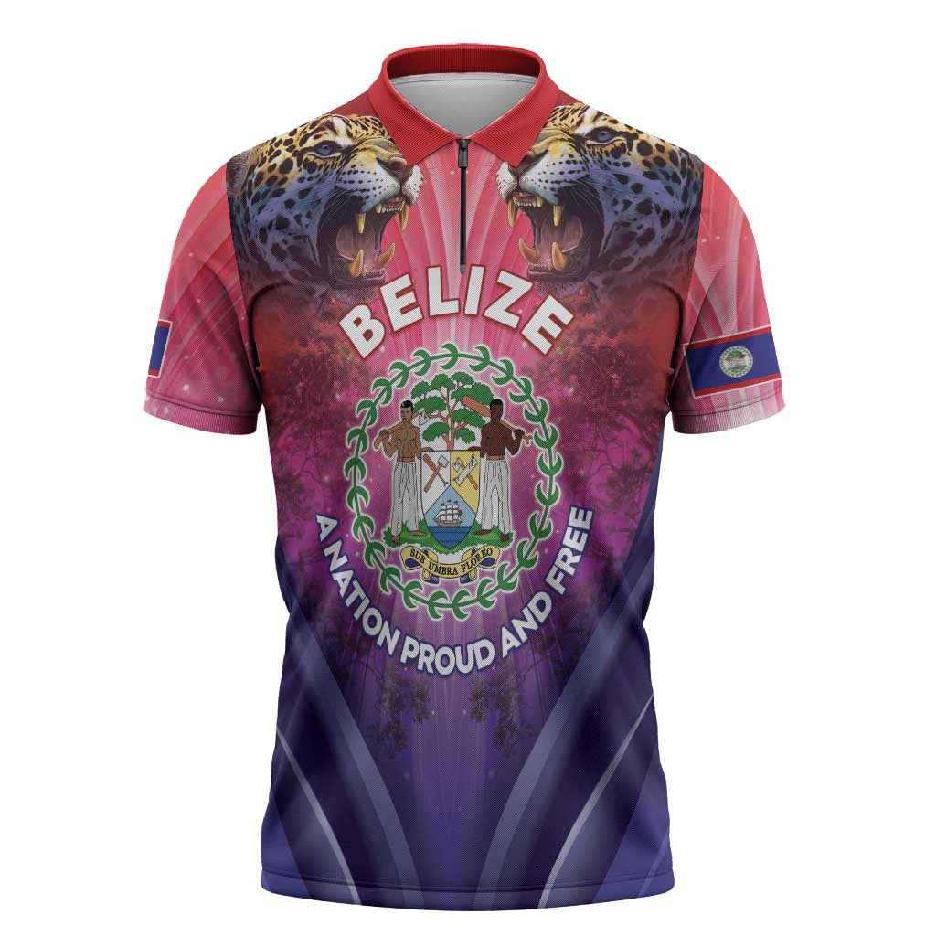 Belize 44th Independence Anniversary Zipper Polo Shirt Stronger Together Rising Forever - Wonder Print Shop