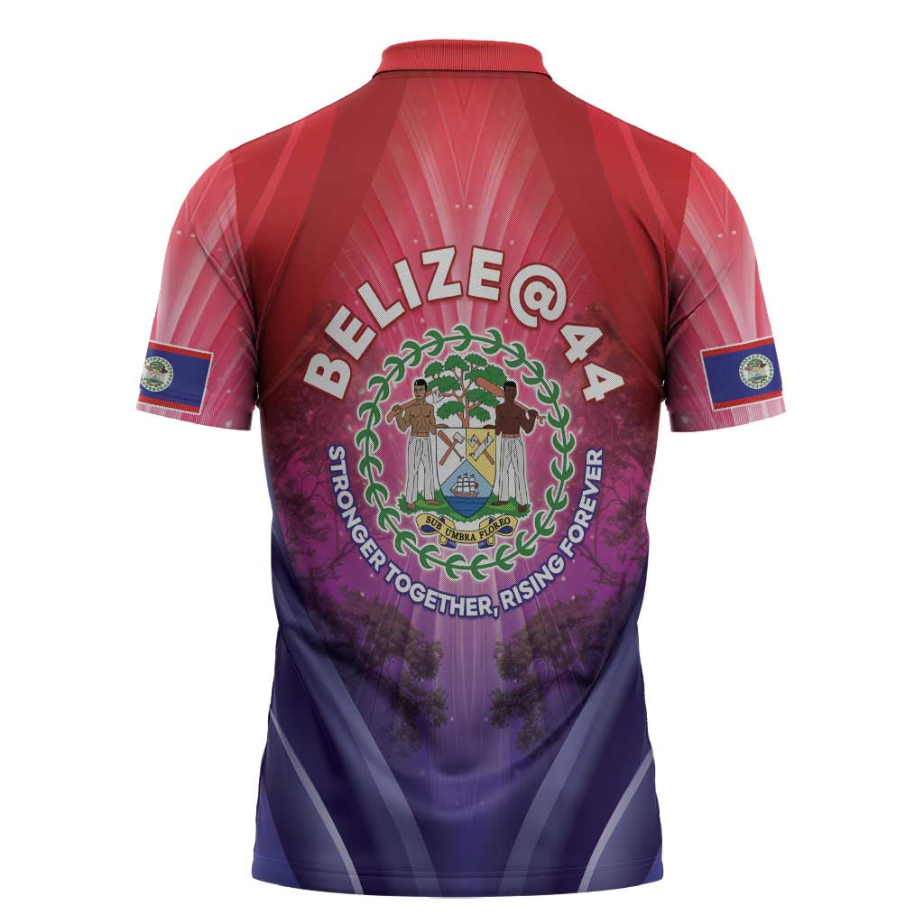 Belize 44th Independence Anniversary Zipper Polo Shirt Stronger Together Rising Forever - Wonder Print Shop
