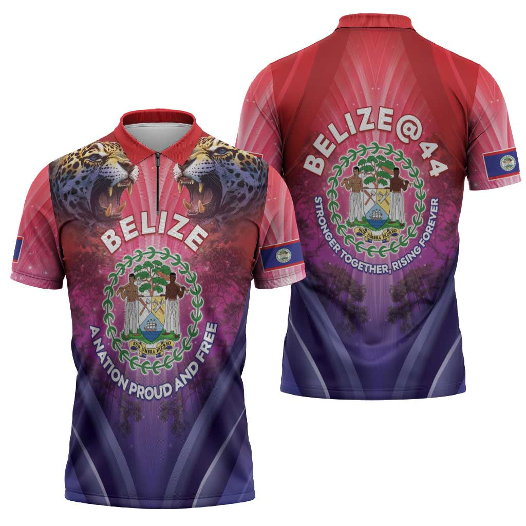 Belize 44th Independence Anniversary Zipper Polo Shirt Stronger Together Rising Forever - Wonder Print Shop