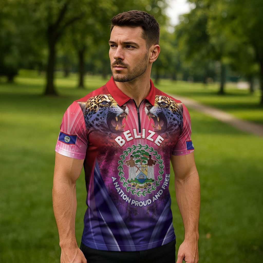 Belize 44th Independence Anniversary Zipper Polo Shirt Stronger Together Rising Forever - Wonder Print Shop