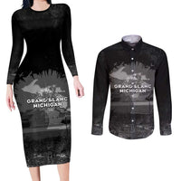 Pray For Michigan Couples Matching Long Sleeve Bodycon Dress and Long Sleeve Button Shirt No More Violence - Wonder Print Shop