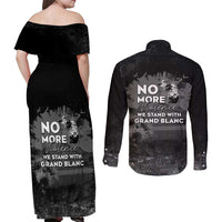 Pray For Michigan Couples Matching Off Shoulder Maxi Dress and Long Sleeve Button Shirt No More Violence - Wonder Print Shop