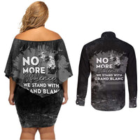 Pray For Michigan Couples Matching Off Shoulder Short Dress and Long Sleeve Button Shirt No More Violence - Wonder Print Shop