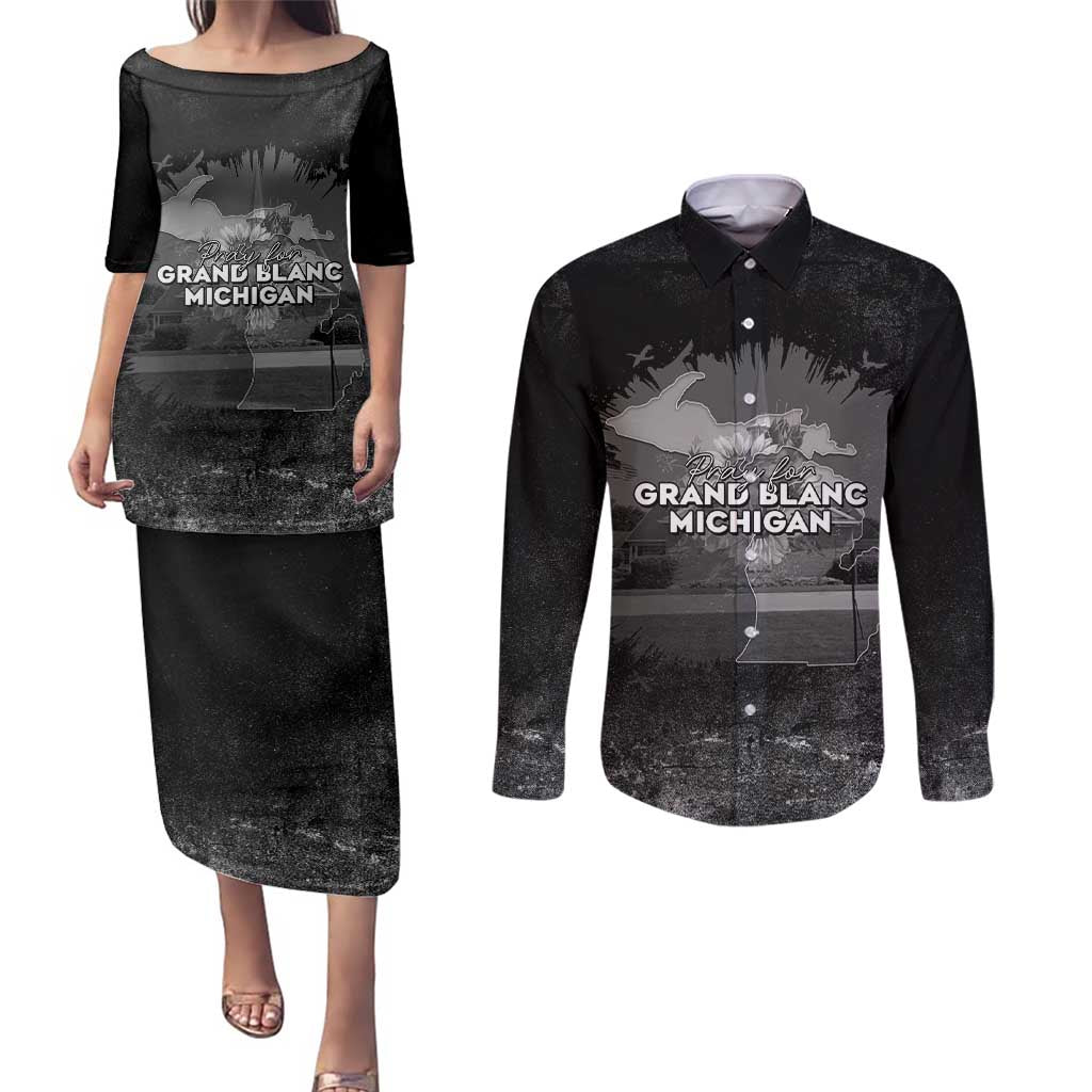 Pray For Michigan Couples Matching Puletasi and Long Sleeve Button Shirt No More Violence - Wonder Print Shop
