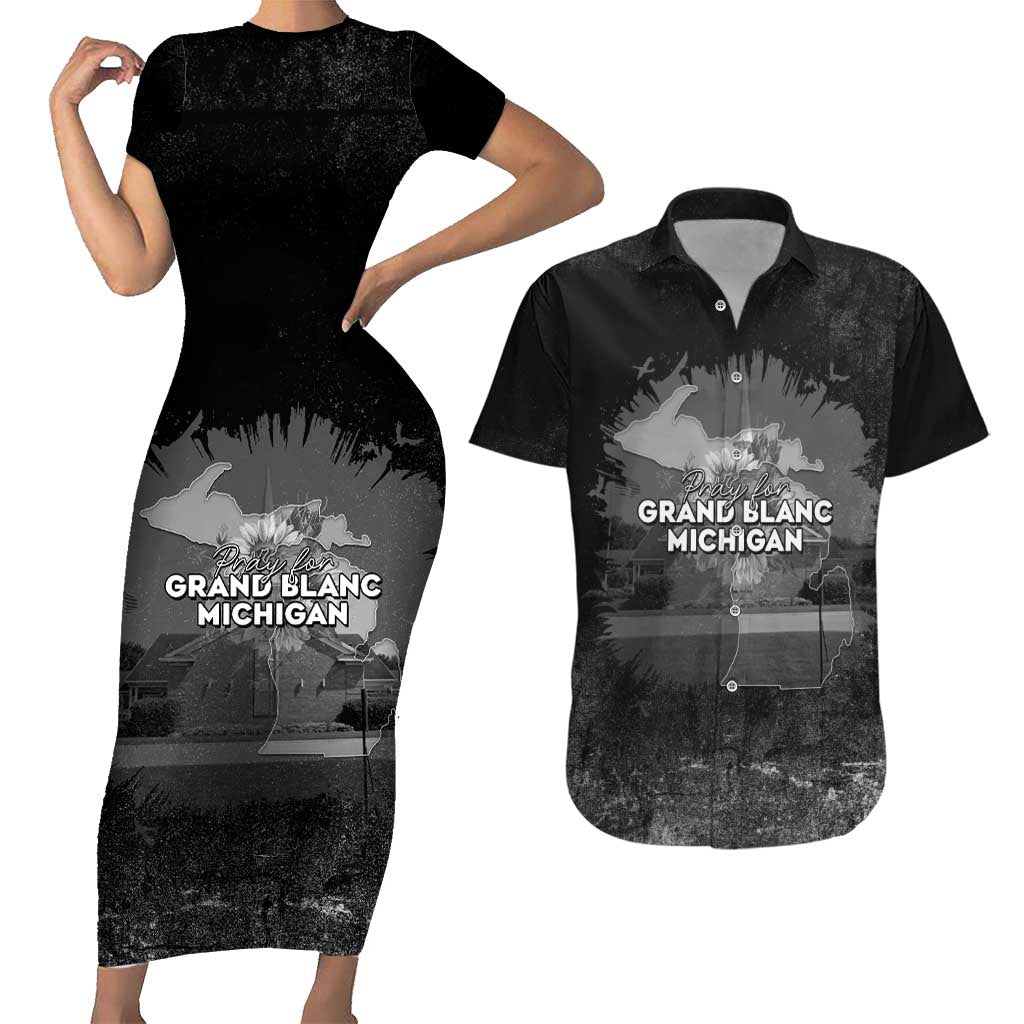 Pray For Michigan Couples Matching Short Sleeve Bodycon Dress and Hawaiian Shirt No More Violence - Wonder Print Shop