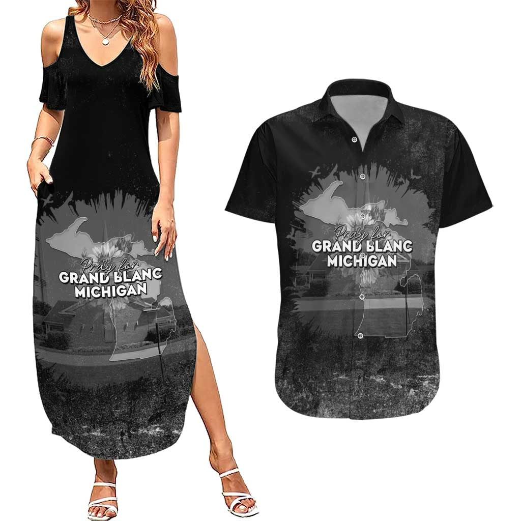 Pray For Michigan Couples Matching Summer Maxi Dress and Hawaiian Shirt No More Violence - Wonder Print Shop