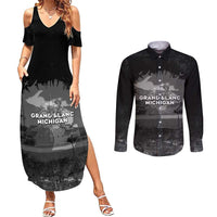 Pray For Michigan Couples Matching Summer Maxi Dress and Long Sleeve Button Shirt No More Violence - Wonder Print Shop