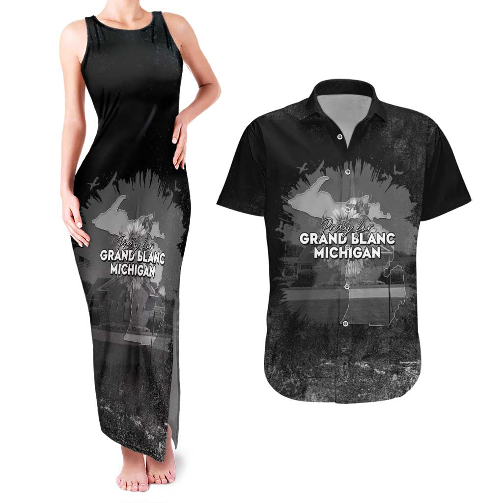 Pray For Michigan Couples Matching Tank Maxi Dress and Hawaiian Shirt No More Violence - Wonder Print Shop