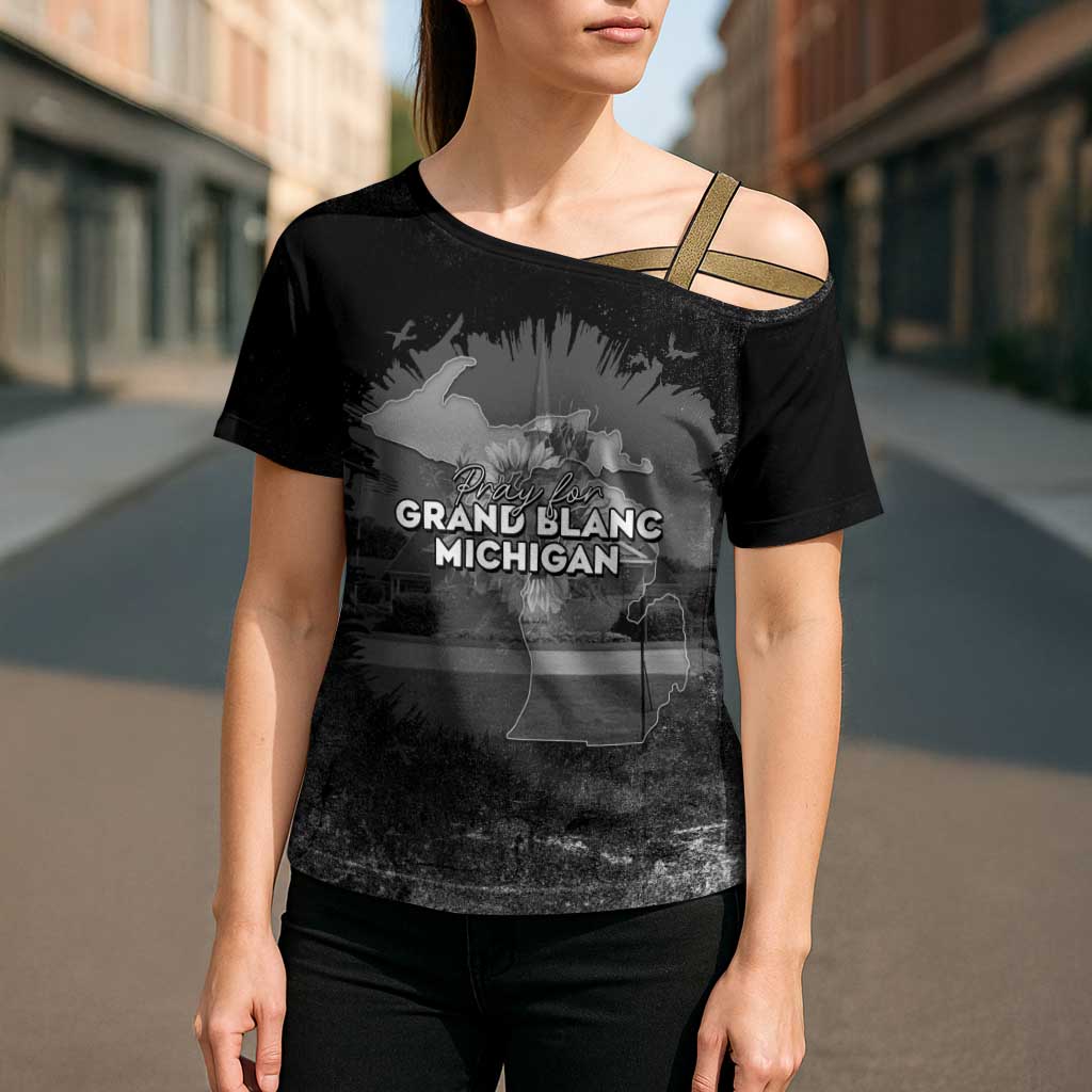 Pray For Michigan Cross Shoulder Shirt No More Violence - Wonder Print Shop