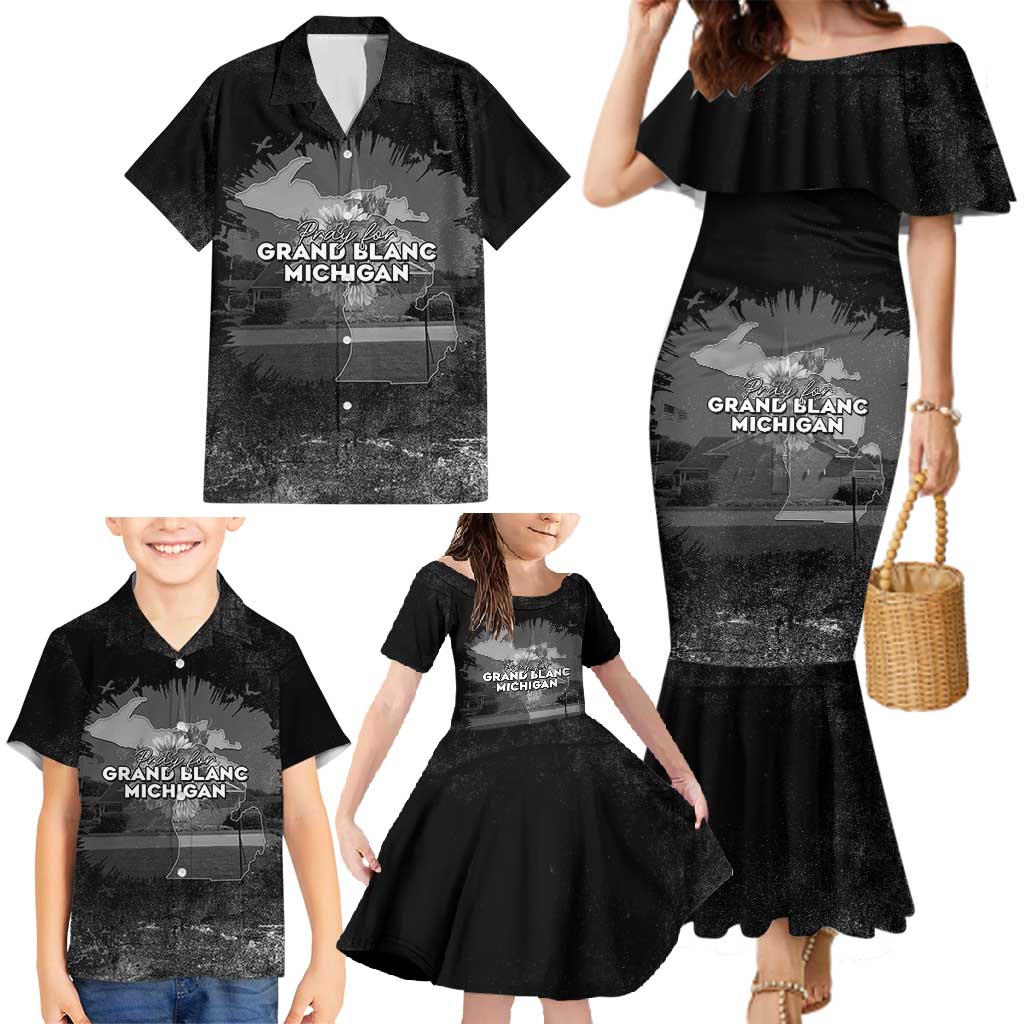 Pray For Michigan Family Matching Mermaid Dress and Hawaiian Shirt No More Violence - Wonder Print Shop