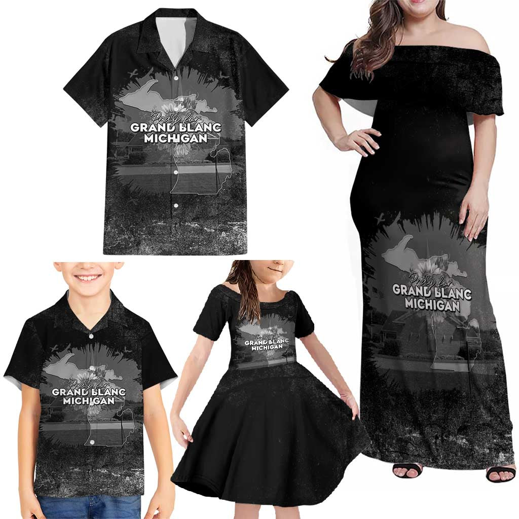 Pray For Michigan Family Matching Off Shoulder Maxi Dress and Hawaiian Shirt No More Violence - Wonder Print Shop