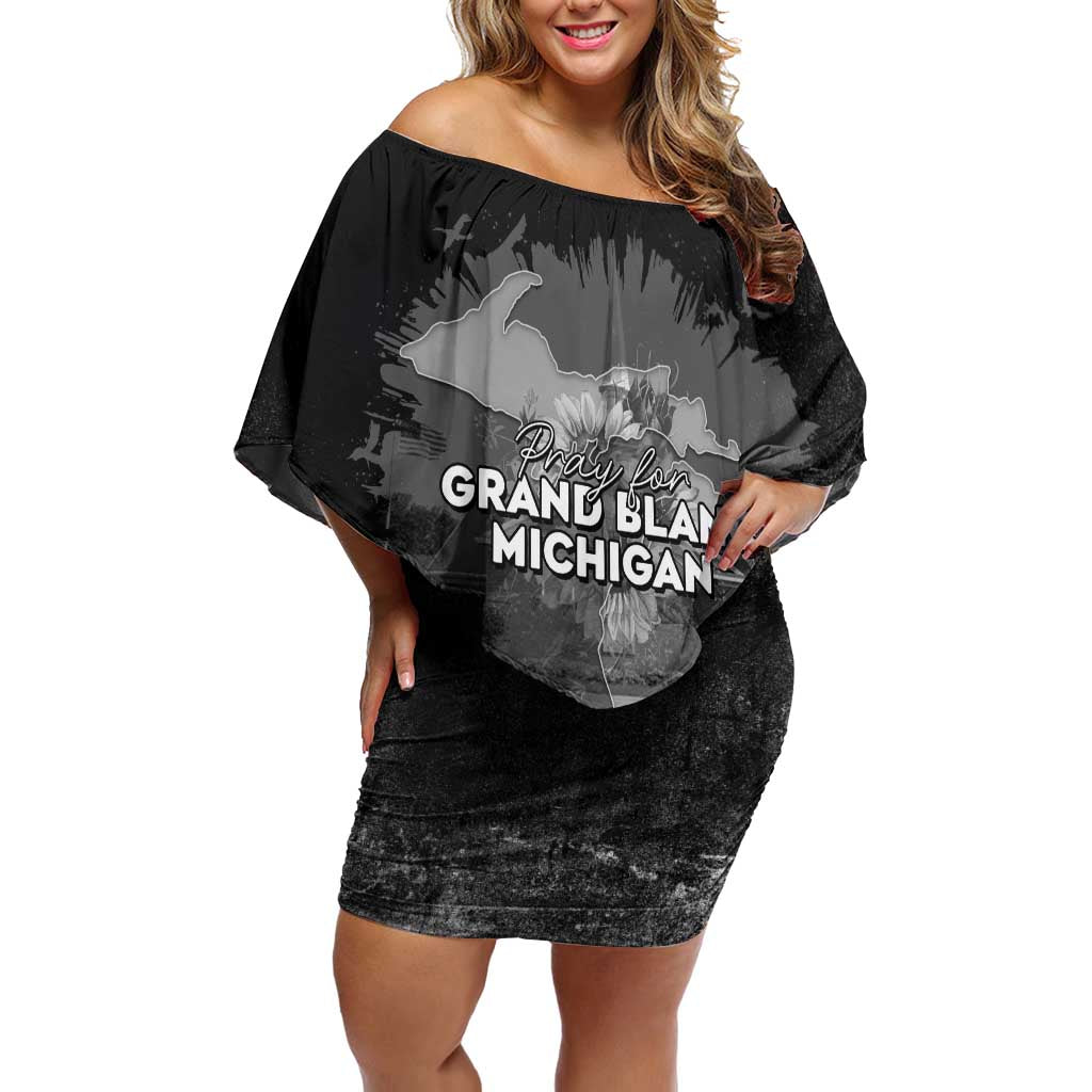 Pray For Michigan Family Matching Off Shoulder Short Dress and Hawaiian Shirt No More Violence - Wonder Print Shop