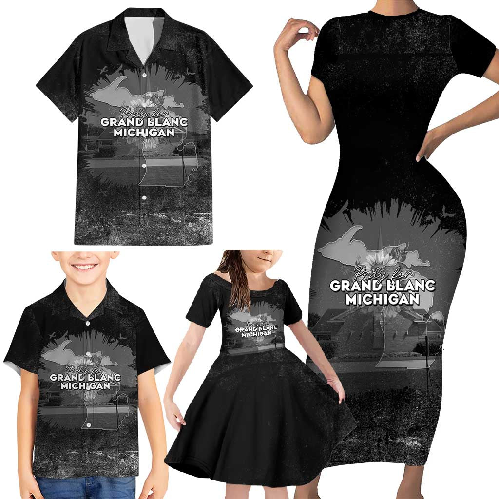 Pray For Michigan Family Matching Short Sleeve Bodycon Dress and Hawaiian Shirt No More Violence - Wonder Print Shop