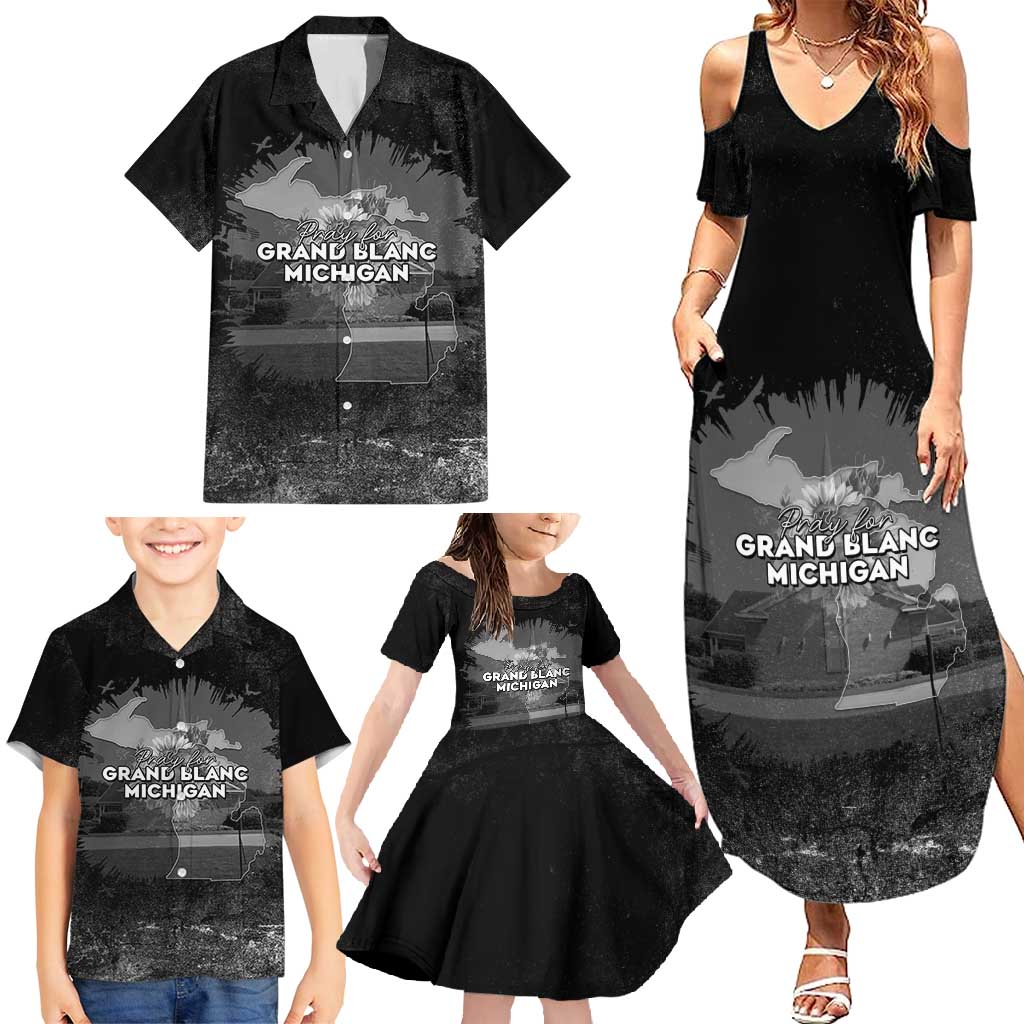 Pray For Michigan Family Matching Summer Maxi Dress and Hawaiian Shirt No More Violence - Wonder Print Shop