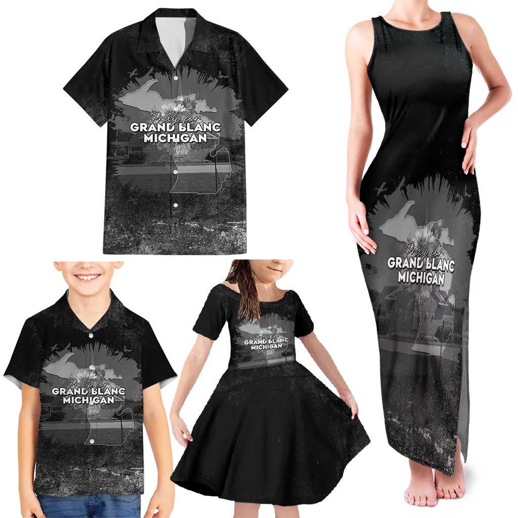 Pray For Michigan Family Matching Tank Maxi Dress and Hawaiian Shirt No More Violence - Wonder Print Shop