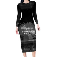Pray For Michigan Long Sleeve Bodycon Dress No More Violence - Wonder Print Shop