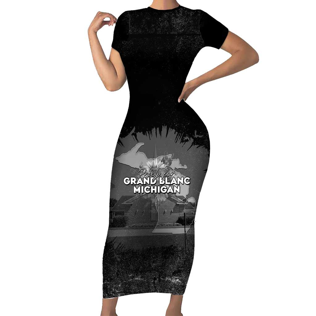 Pray For Michigan Short Sleeve Bodycon Dress No More Violence - Wonder Print Shop