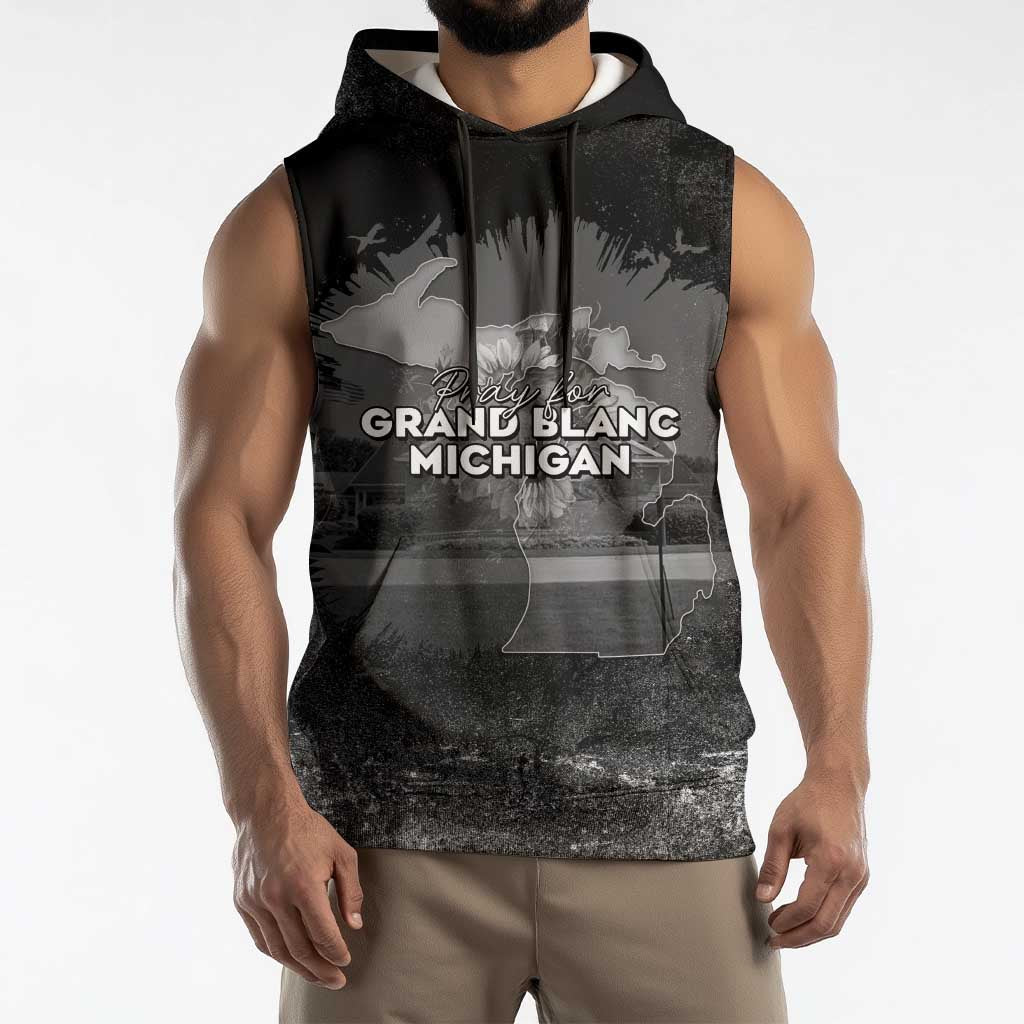 Pray For Michigan Sleeveless Hoodie No More Violence - Wonder Print Shop