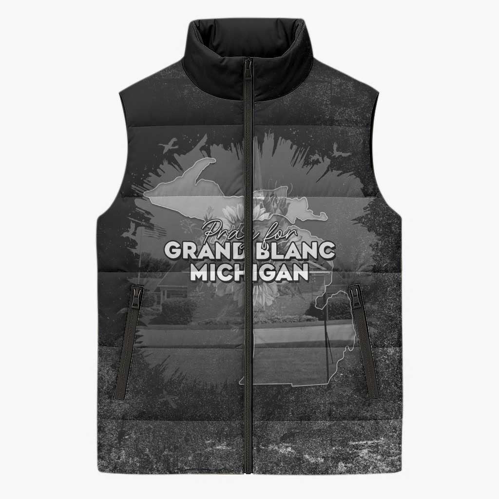 Pray For Michigan Sleeveless Puffer Jacket No More Violence - Wonder Print Shop