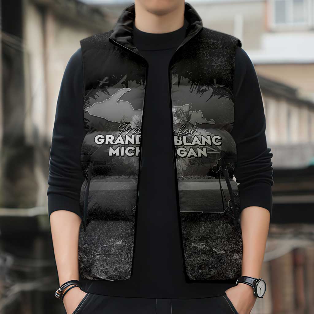 Pray For Michigan Sleeveless Puffer Jacket No More Violence - Wonder Print Shop