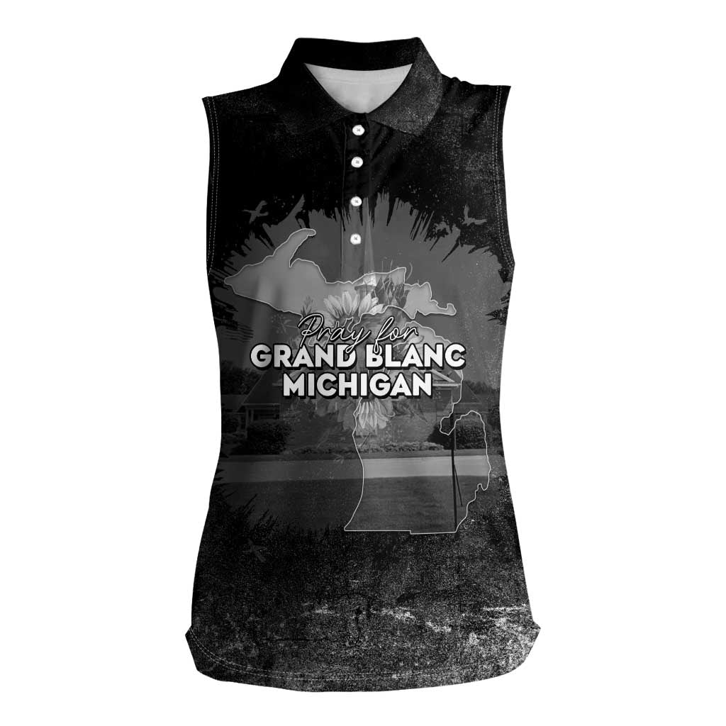 Pray For Michigan Women Sleeveless Polo Shirt No More Violence - Wonder Print Shop
