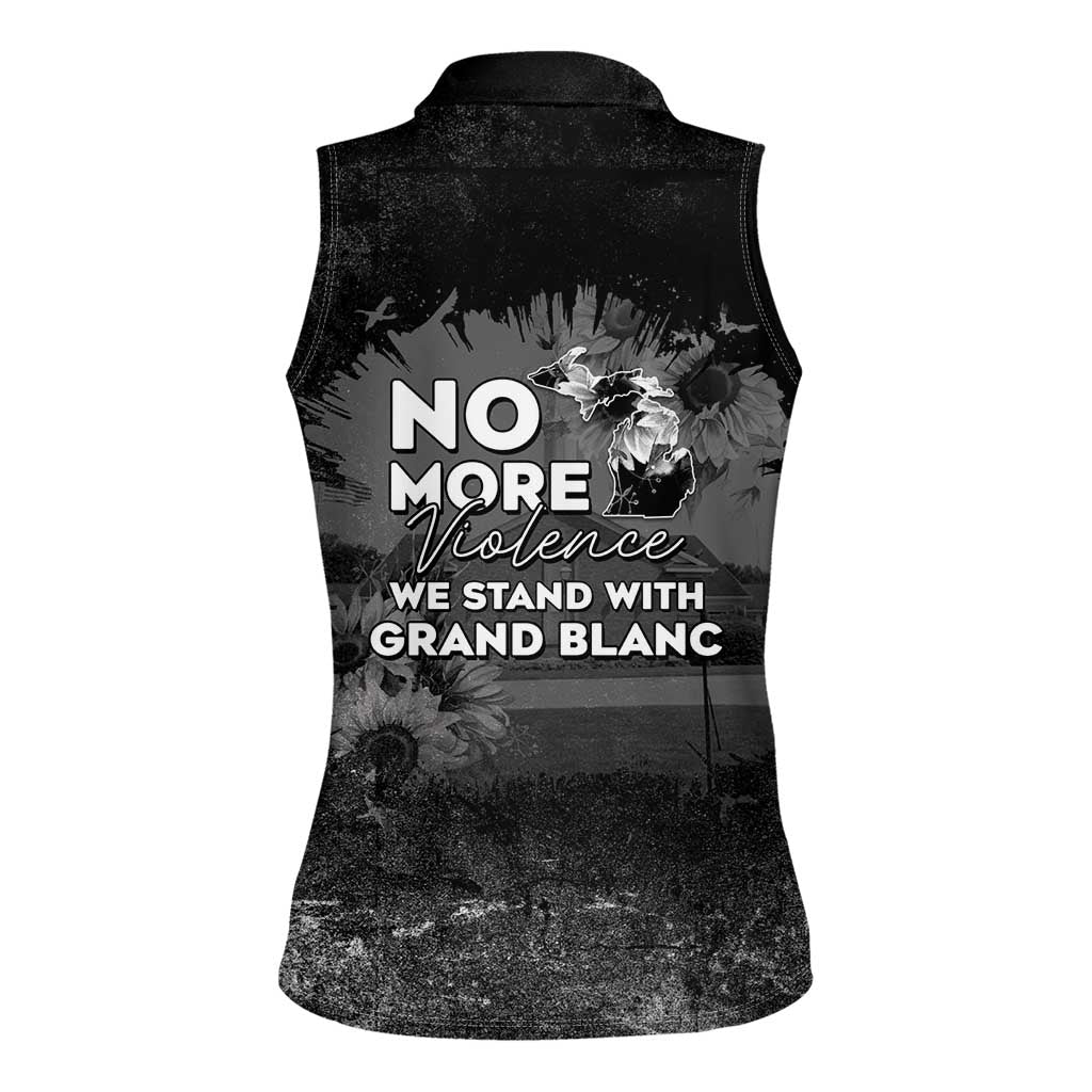 Pray For Michigan Women Sleeveless Polo Shirt No More Violence - Wonder Print Shop