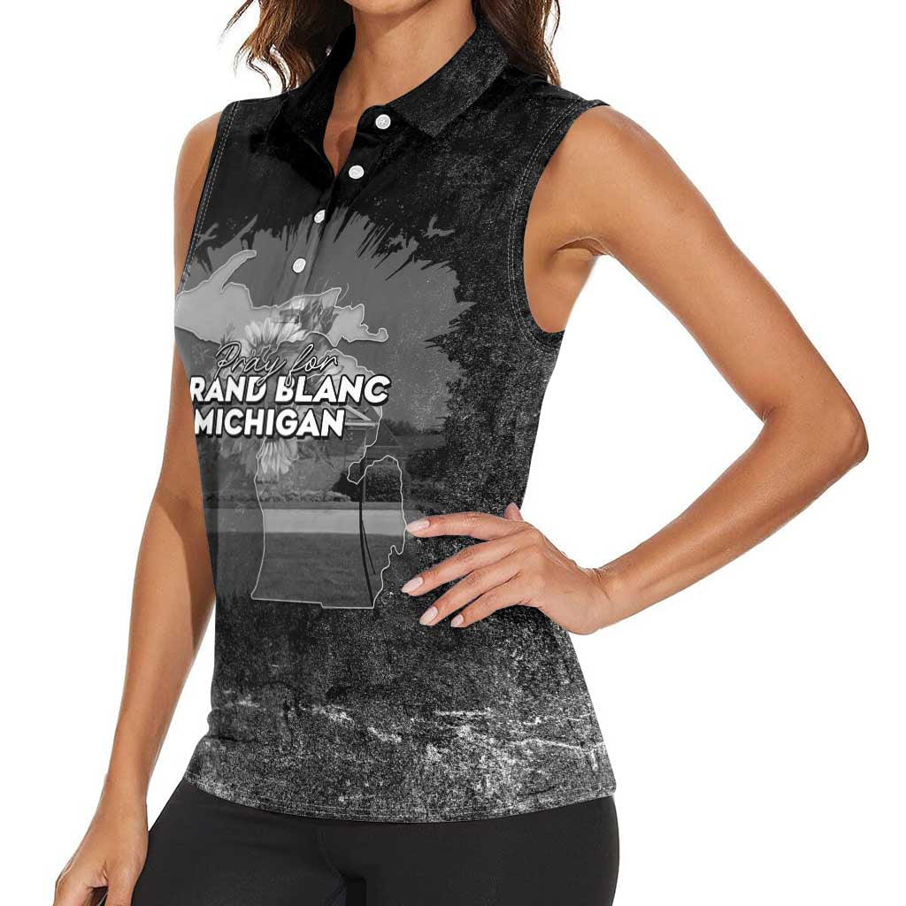 Pray For Michigan Women Sleeveless Polo Shirt No More Violence - Wonder Print Shop