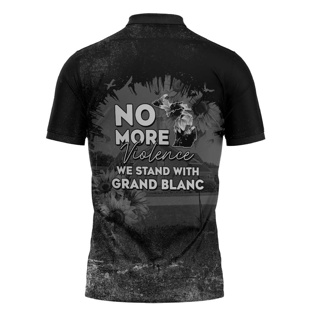 Pray For Michigan Zipper Polo Shirt No More Violence - Wonder Print Shop