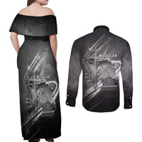 Pray For Grand Blanc Couples Matching Off Shoulder Maxi Dress and Long Sleeve Button Shirt Pray For Liberty - Wonder Print Shop