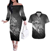 Pray For Grand Blanc Couples Matching Off The Shoulder Long Sleeve Dress and Hawaiian Shirt Pray For Liberty - Wonder Print Shop