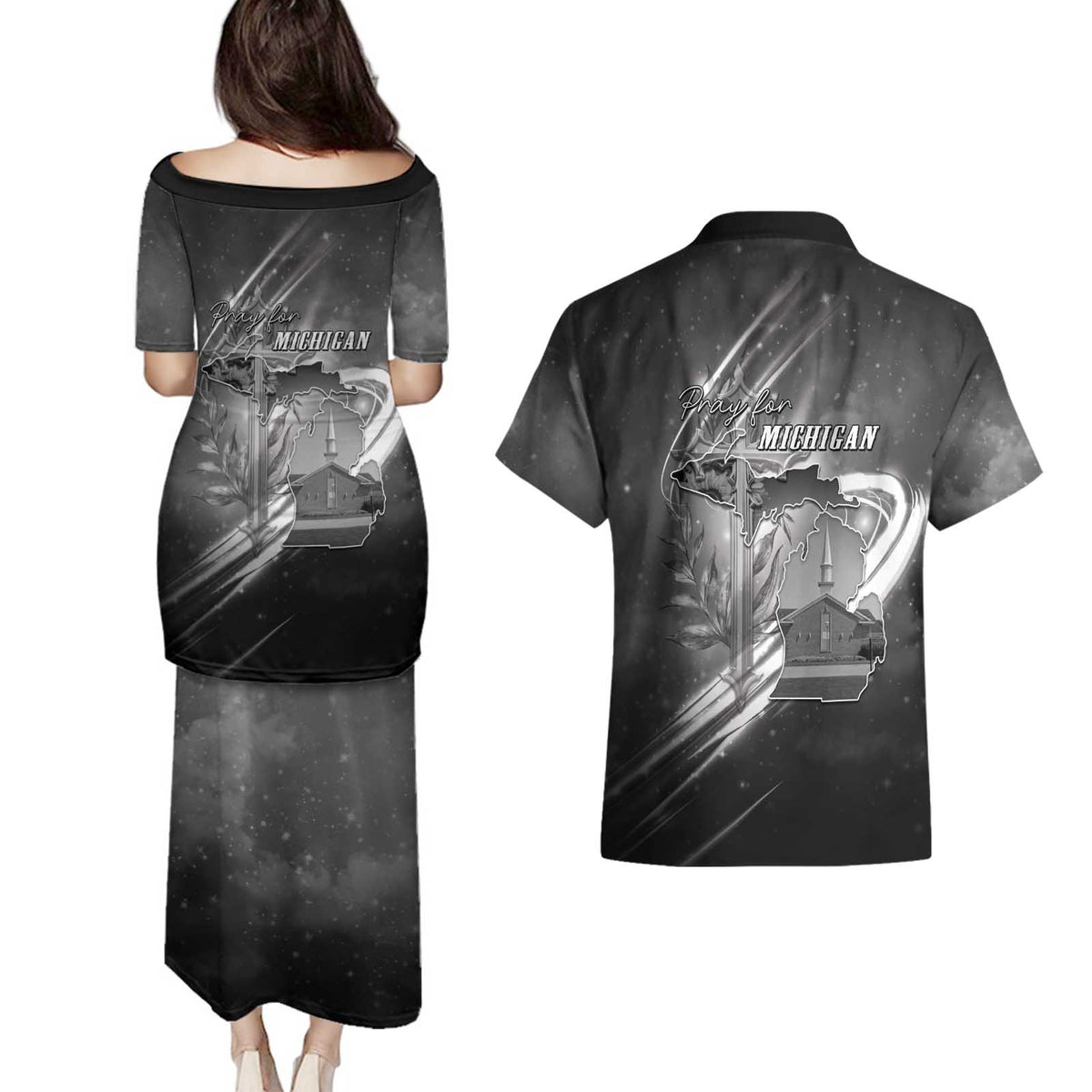 Pray For Grand Blanc Couples Matching Puletasi and Hawaiian Shirt Pray For Liberty - Wonder Print Shop