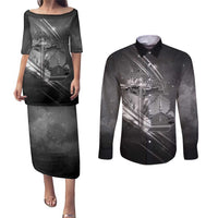 Pray For Grand Blanc Couples Matching Puletasi and Long Sleeve Button Shirt Pray For Liberty - Wonder Print Shop