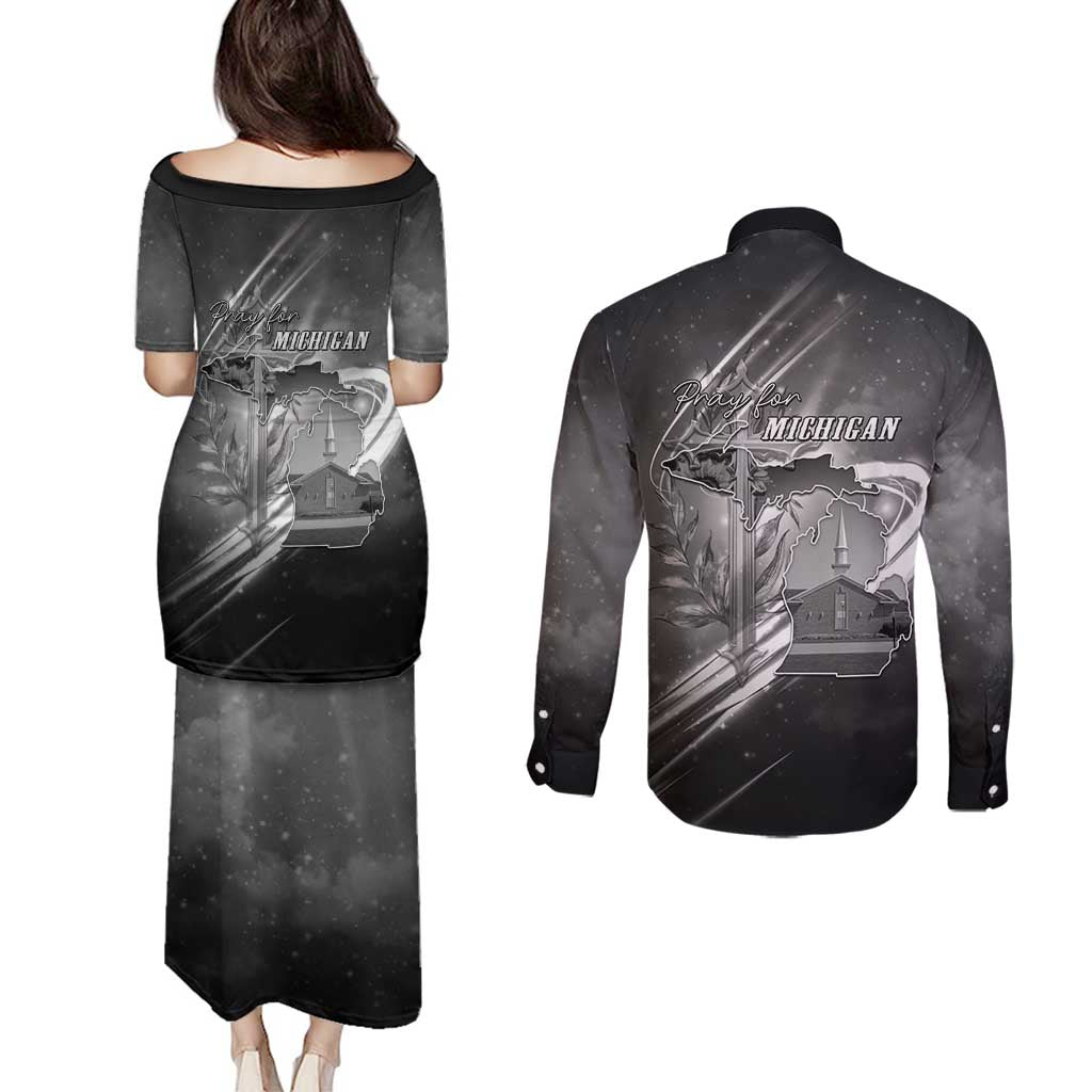 Pray For Grand Blanc Couples Matching Puletasi and Long Sleeve Button Shirt Pray For Liberty - Wonder Print Shop