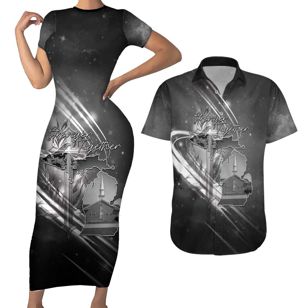 Pray For Grand Blanc Couples Matching Short Sleeve Bodycon Dress and Hawaiian Shirt Pray For Liberty - Wonder Print Shop