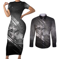Pray For Grand Blanc Couples Matching Short Sleeve Bodycon Dress and Long Sleeve Button Shirt Pray For Liberty - Wonder Print Shop