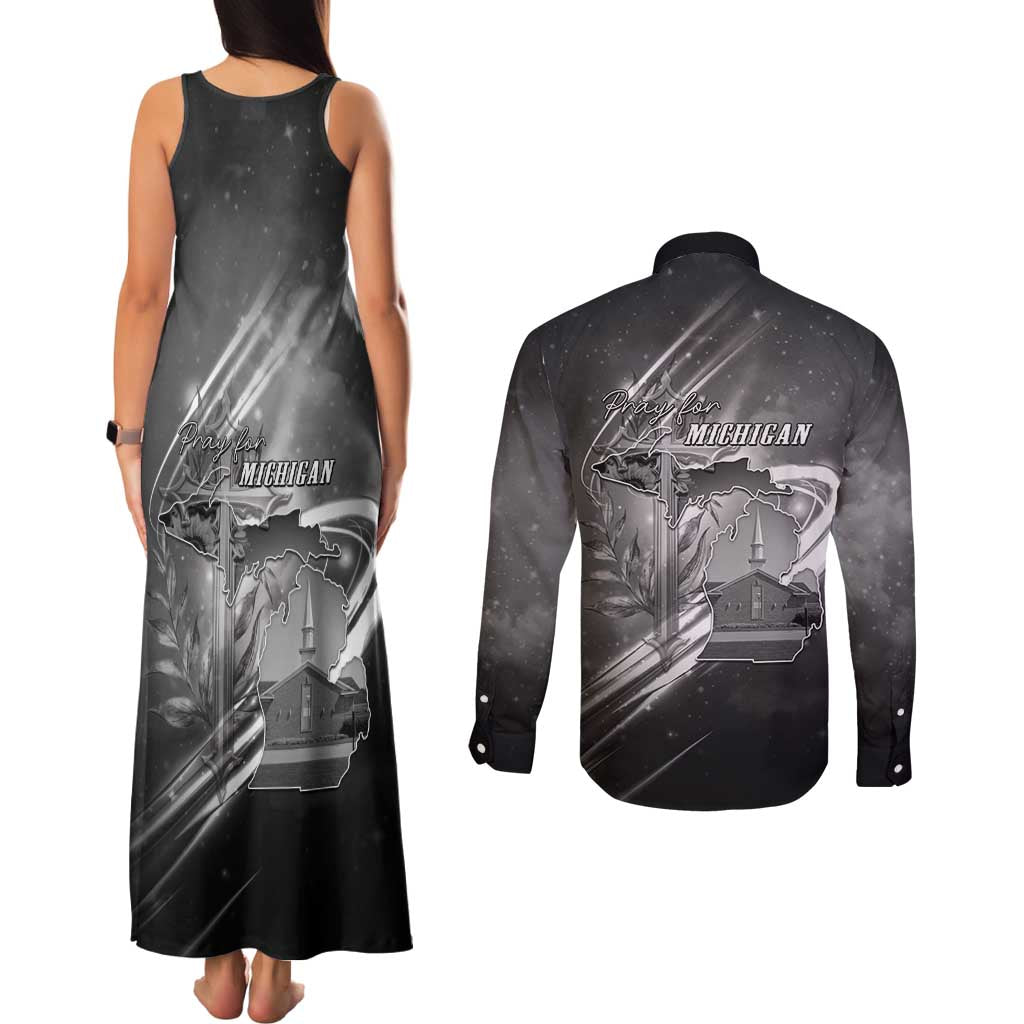 Pray For Grand Blanc Couples Matching Tank Maxi Dress and Long Sleeve Button Shirt Pray For Liberty - Wonder Print Shop