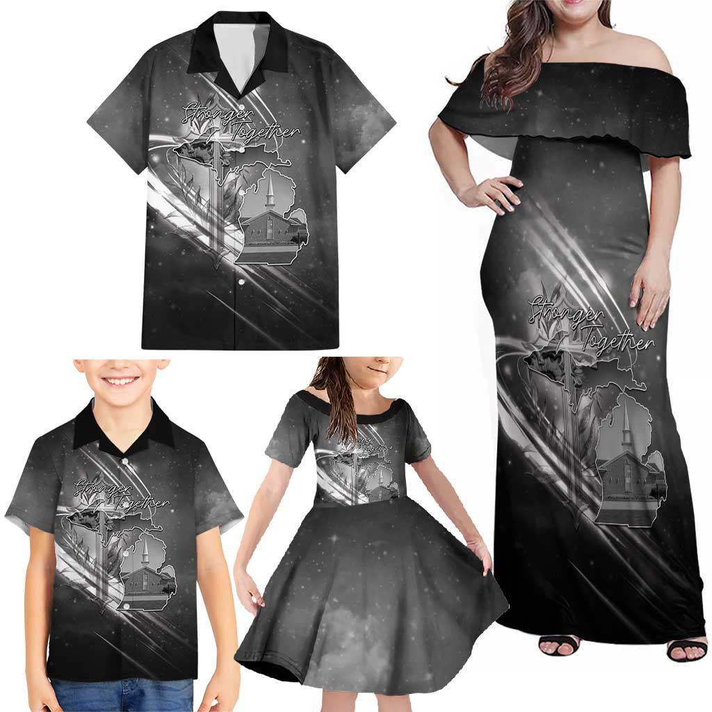 Pray For Grand Blanc Family Matching Off Shoulder Maxi Dress and Hawaiian Shirt Pray For Liberty - Wonder Print Shop