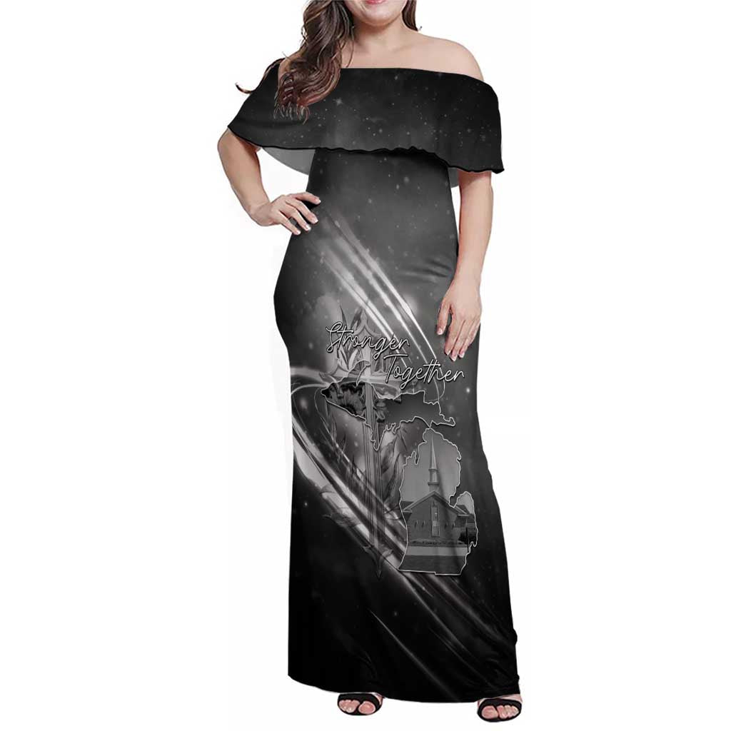 Pray For Grand Blanc Family Matching Off Shoulder Maxi Dress and Hawaiian Shirt Pray For Liberty - Wonder Print Shop