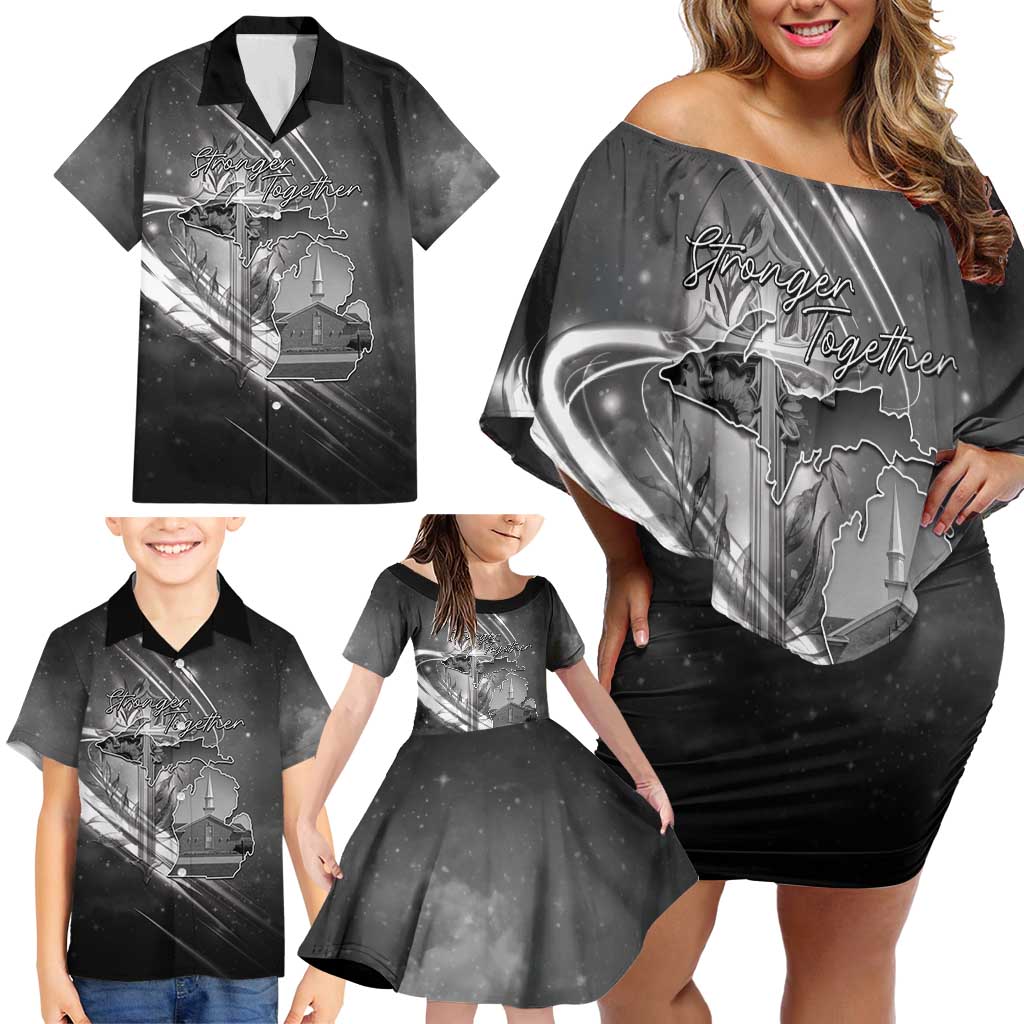 Pray For Grand Blanc Family Matching Off Shoulder Short Dress and Hawaiian Shirt Pray For Liberty - Wonder Print Shop